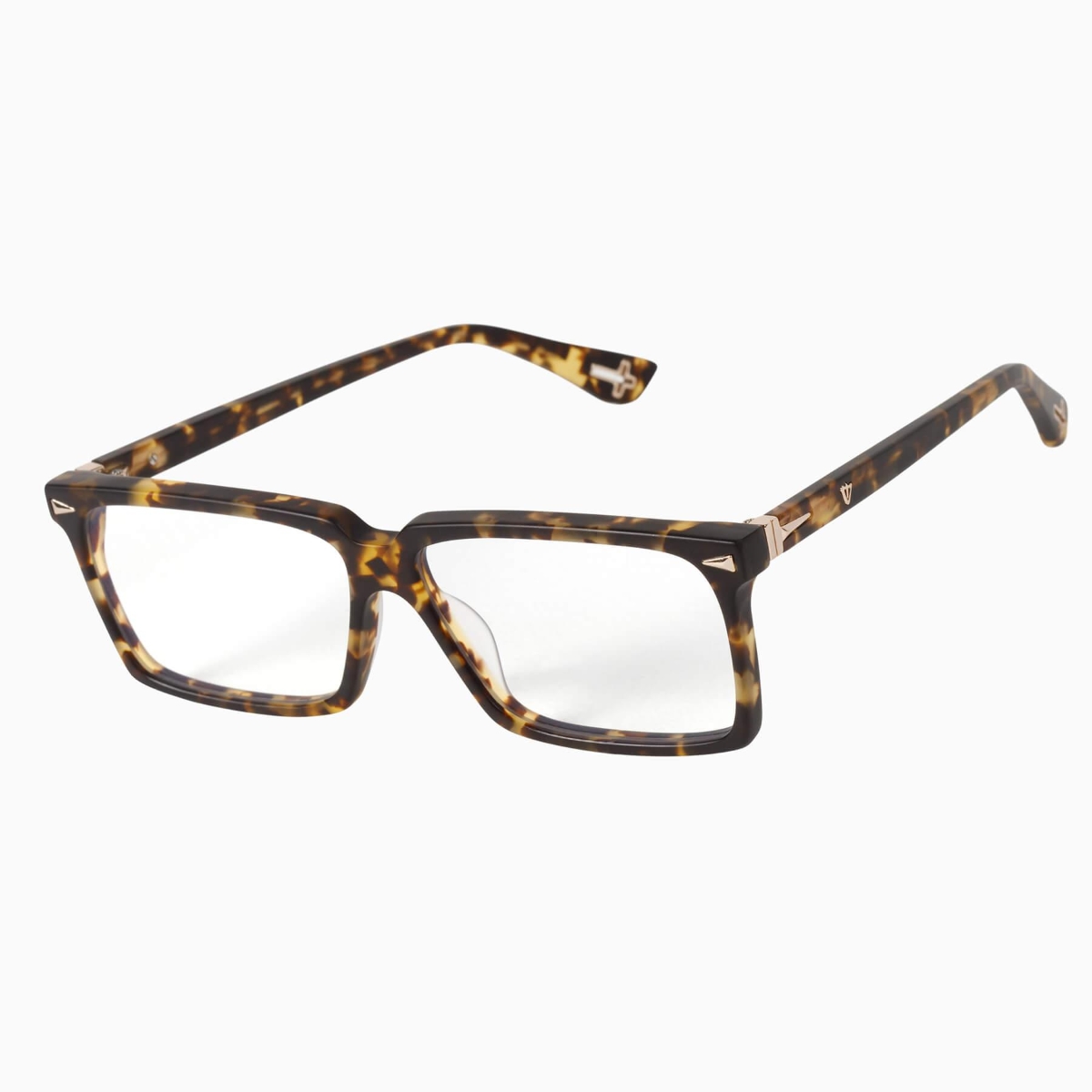 Valley Eyewear - Conviction S0681-CLR Matte Clear Tortoise w.24K Gold Trim/Clear Lens