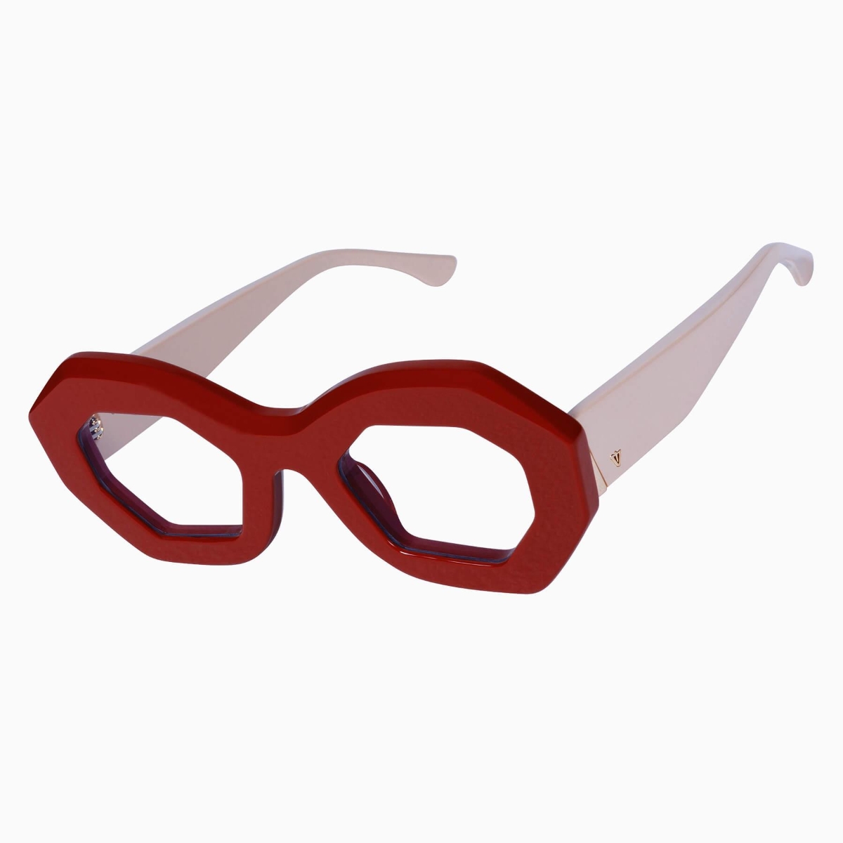 Valley Eyewear - Opera S0755 Crimson-Alabaster Temples w.Cold/Brown Lens