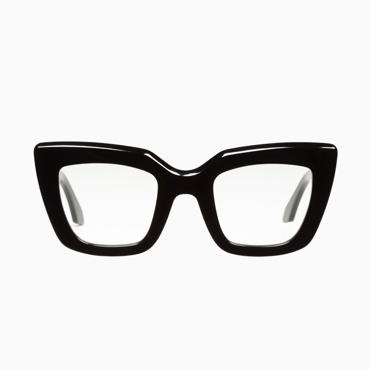 Valley Eyewear - Brigada S0386-CLR Gloss Black w/ 24k Gold Plated Hinges/Clear Lens