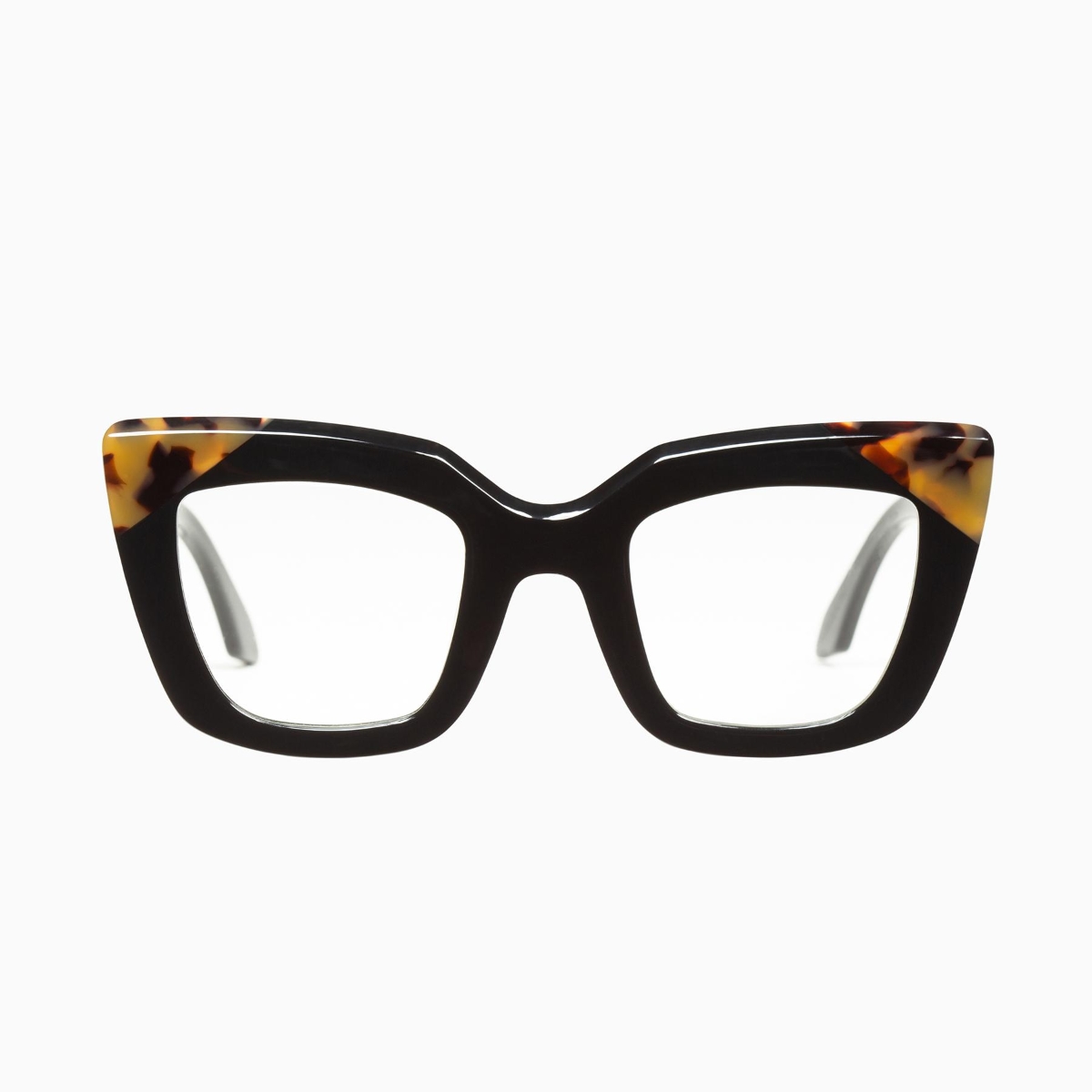 Valley Eyewear - Brigada S0447-CLR Gloss Black w.Tort Brown Corners/Clear Blue Blocker Lens